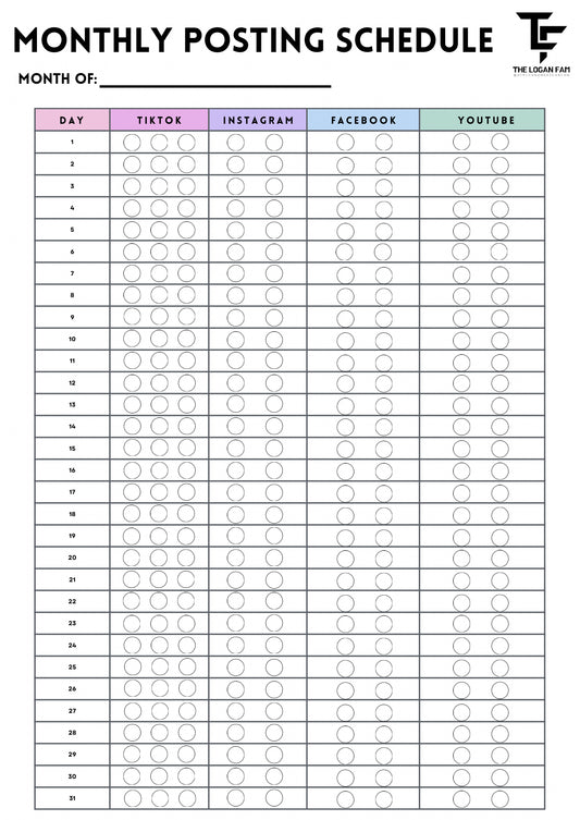 Monthly Posting Schedule (MPS) - FREE Download