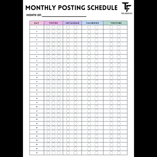 Monthly Posting Schedule (MPS) - FREE Download
